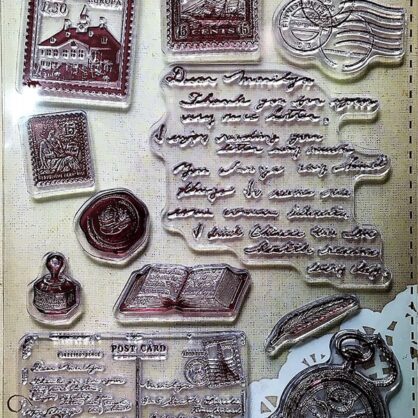 Silikónová pečiatka - Cestovanie, kompas, pohľadnice, poštová známka