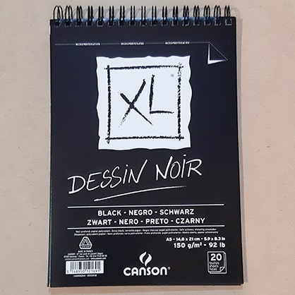 Skicár na kresbu bielou pastelkou čierny Dessin Noir XL Abc-CreativeArt