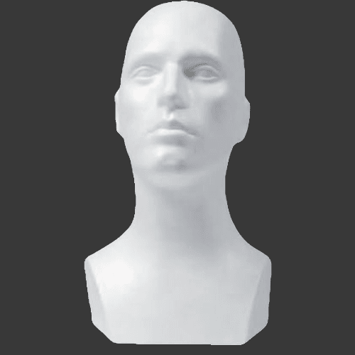 Busta hlavy muža polystyrénová